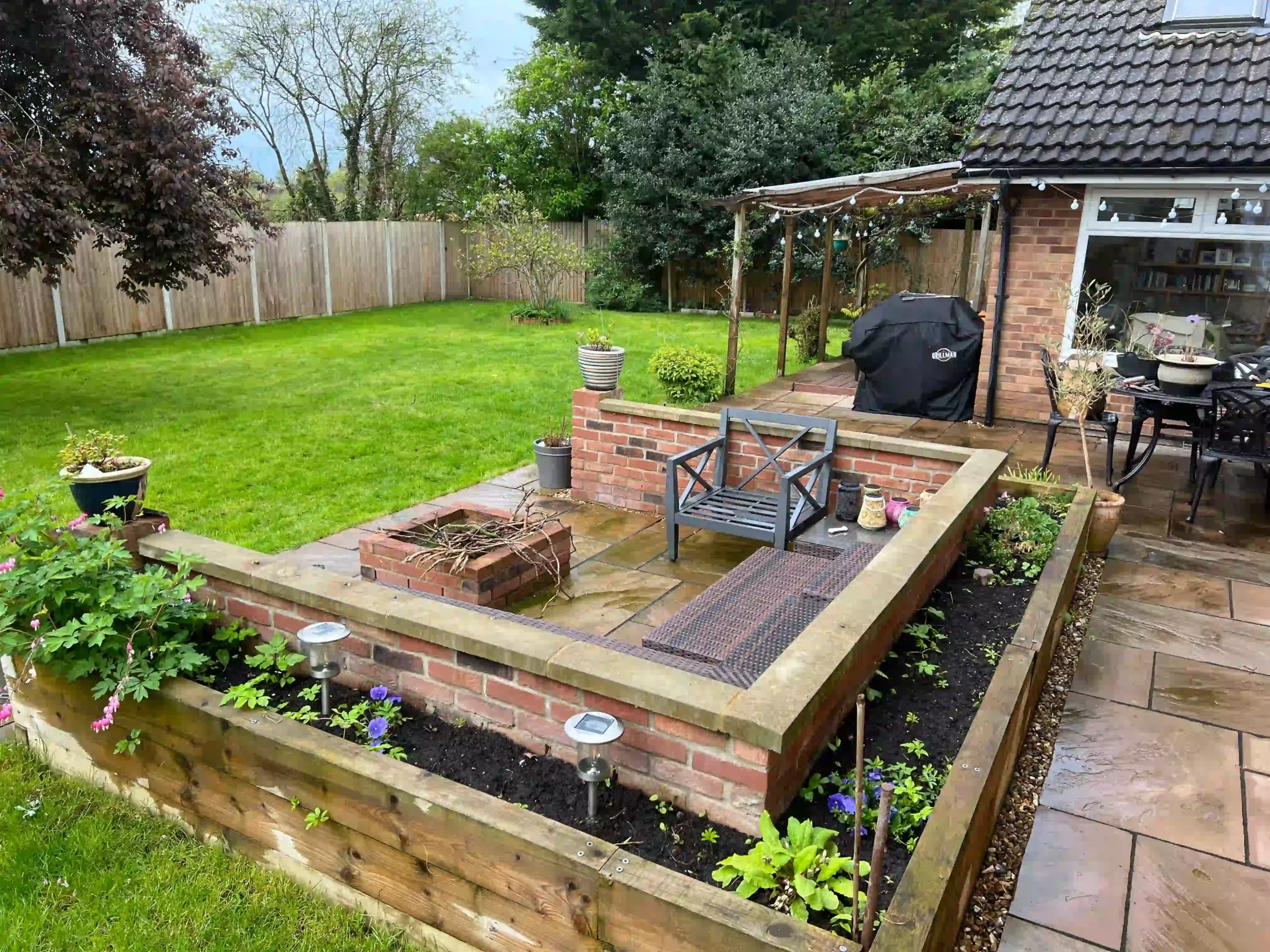 flower beds installed in client garden