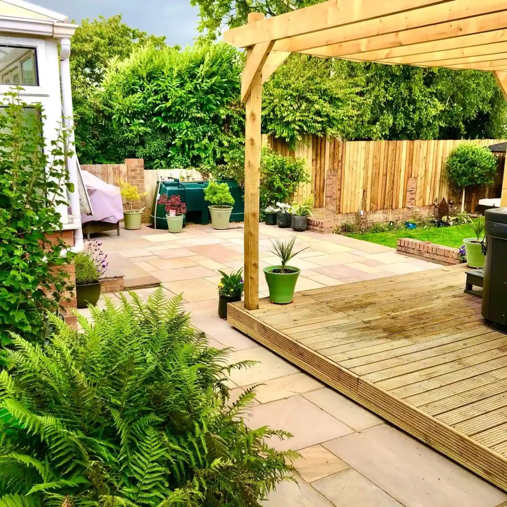 New patio and pergola installed in client garden